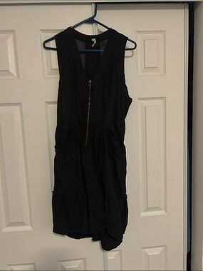 Sleeveless Black Zip-Front Mini Dress